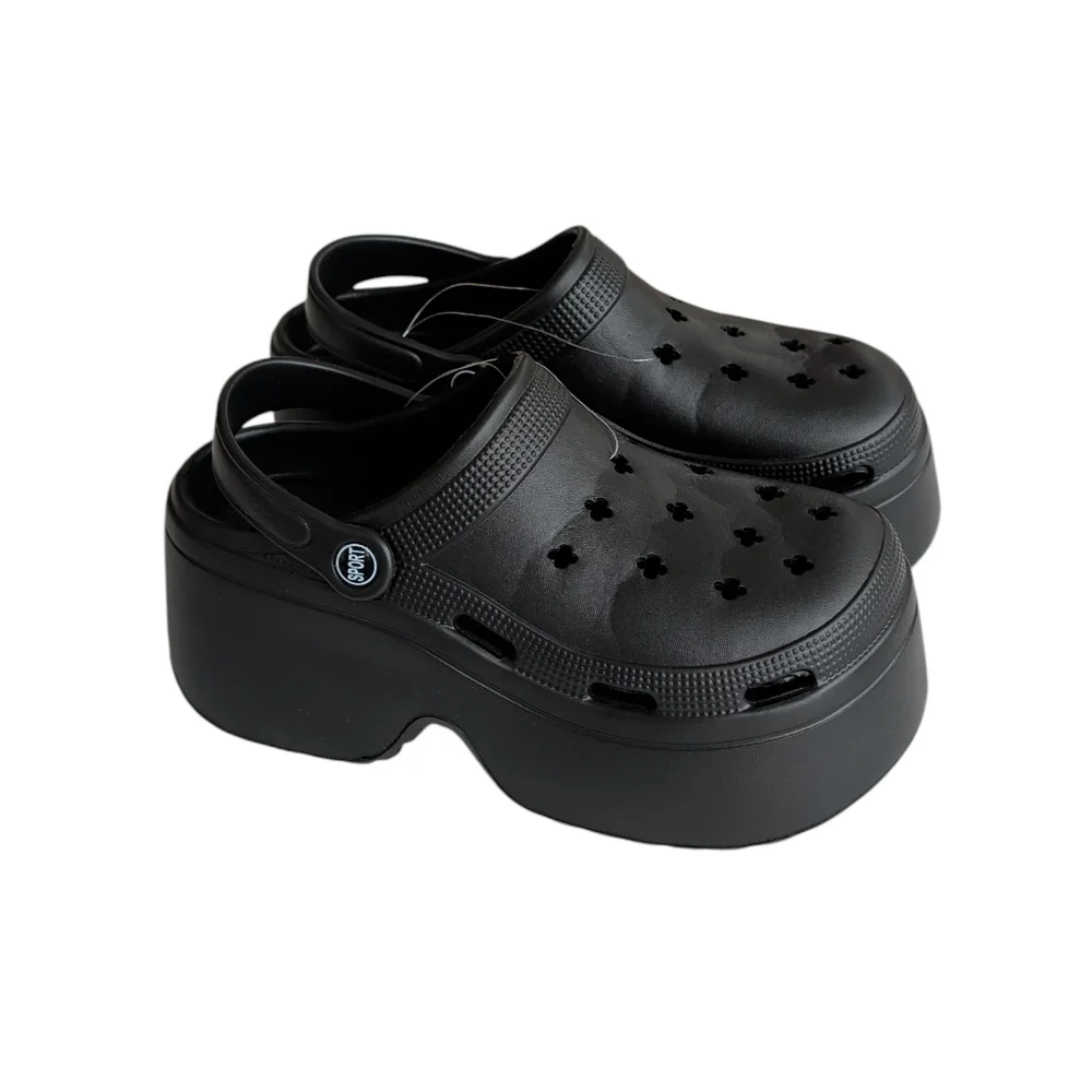 NWOT Conno 6 Sport Ultra-High Platform Clogs Chunky Mules 39/40 Black FLAWS